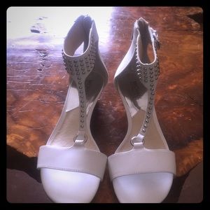 Michael Korns White silver studded sandals